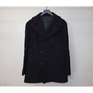 Vtg 1950s US Navy Naval Clothing Depot Wool Peacoat Black Sz M USA Military